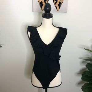 H&M Black Ruffle Bodysuit